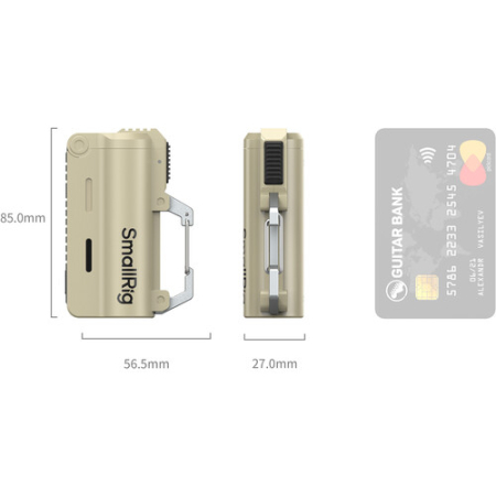 SmallRig 6089 - etui ładujące 2w1i 2x akumulator INR21700 (piaskowy brązowy zestaw, 10000mAh) - wymiary, porównanie do karty